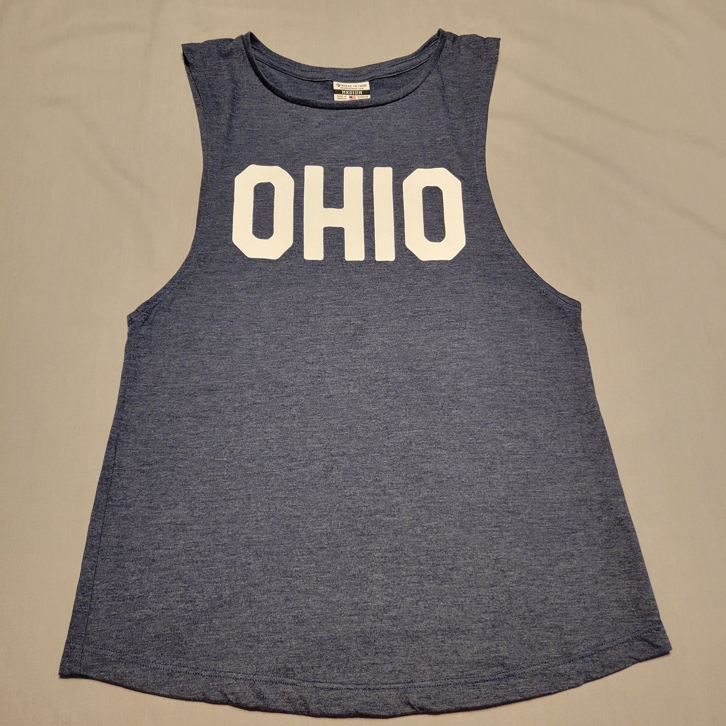 Pre-Owned Women's Medium (M) Heather Blue Where I Am From (Ohio) Scoop Tank