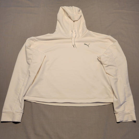 Pre-Owned Women's Medium (M) White Midriff Hooded Puma Sweatshirt