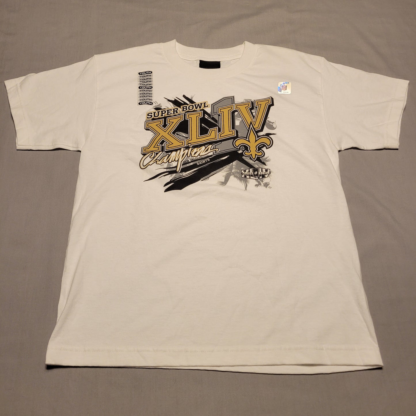 NWT Youth Large (L) White NFL New Orleans Saints Super Bowl T-Shirt –  Bumblebee Exchange