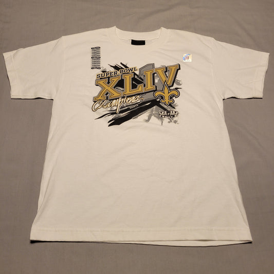 NWT Youth Large (L) White NFL New Orleans Saints Super Bowl T-Shirt