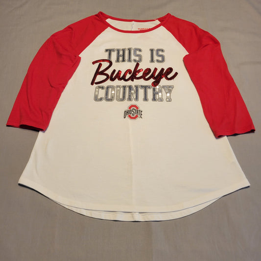 Pre-Owned Girl's Extra Large (18/20) NCAA Ohio State Buckeyes "Country" Baseball Style Shirt