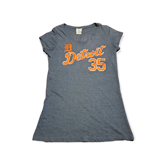 Pre-Owned Women's Small (S) MLB Detroit Tigers V-Neck T-Shirt - #35 Justin Verlander