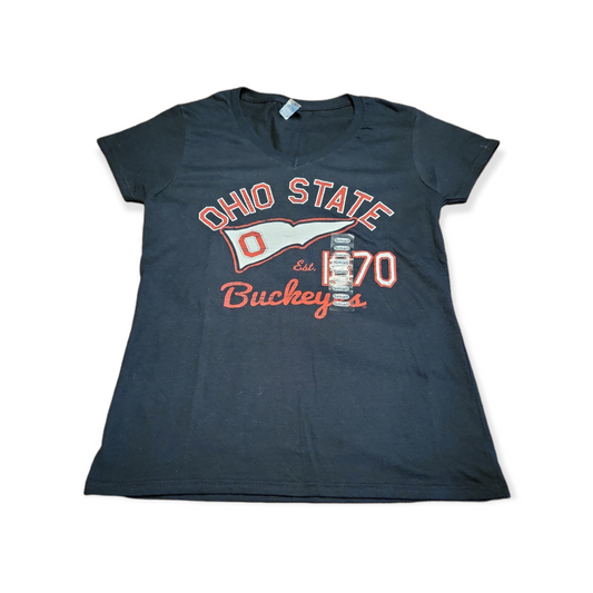 Women's Small (S) NCAA Ohio State Buckeyes Black V-Neck T-Shirt