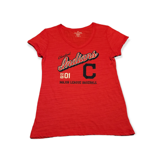 Women's Extra Large (XL) MLB Cleveland Indians V-Neck T-Shirt