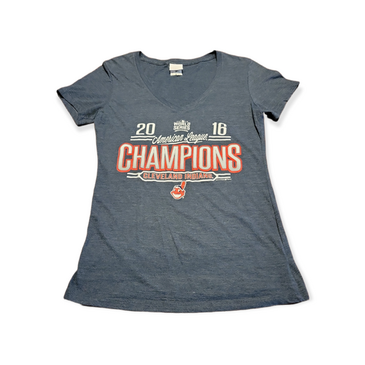 Women's Small (S) MLB Cleveland Indians World Series Champions V-Neck T-Shirt