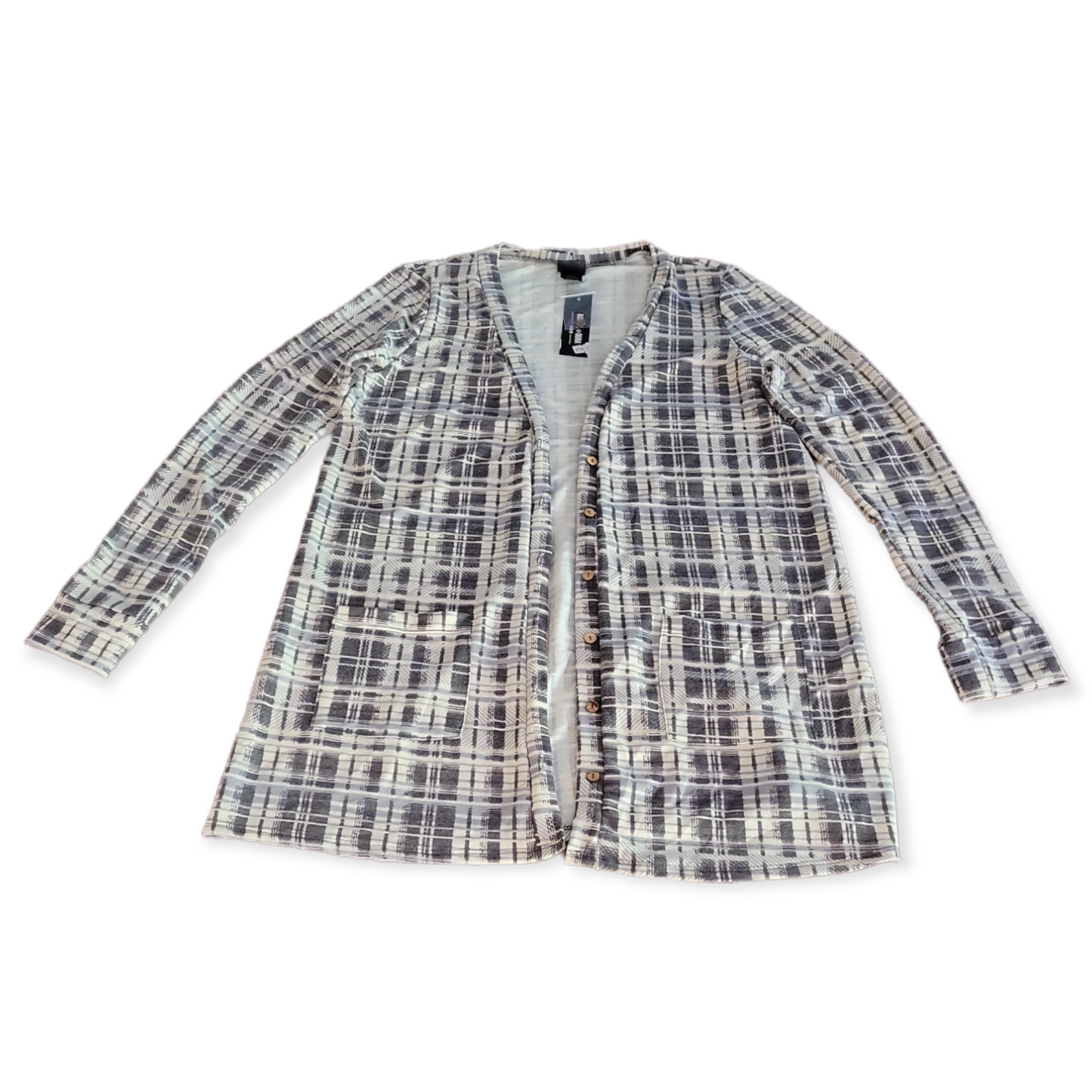 Women's Medium (M) Agnes & Dora Essential Gray Plaid Cardigan