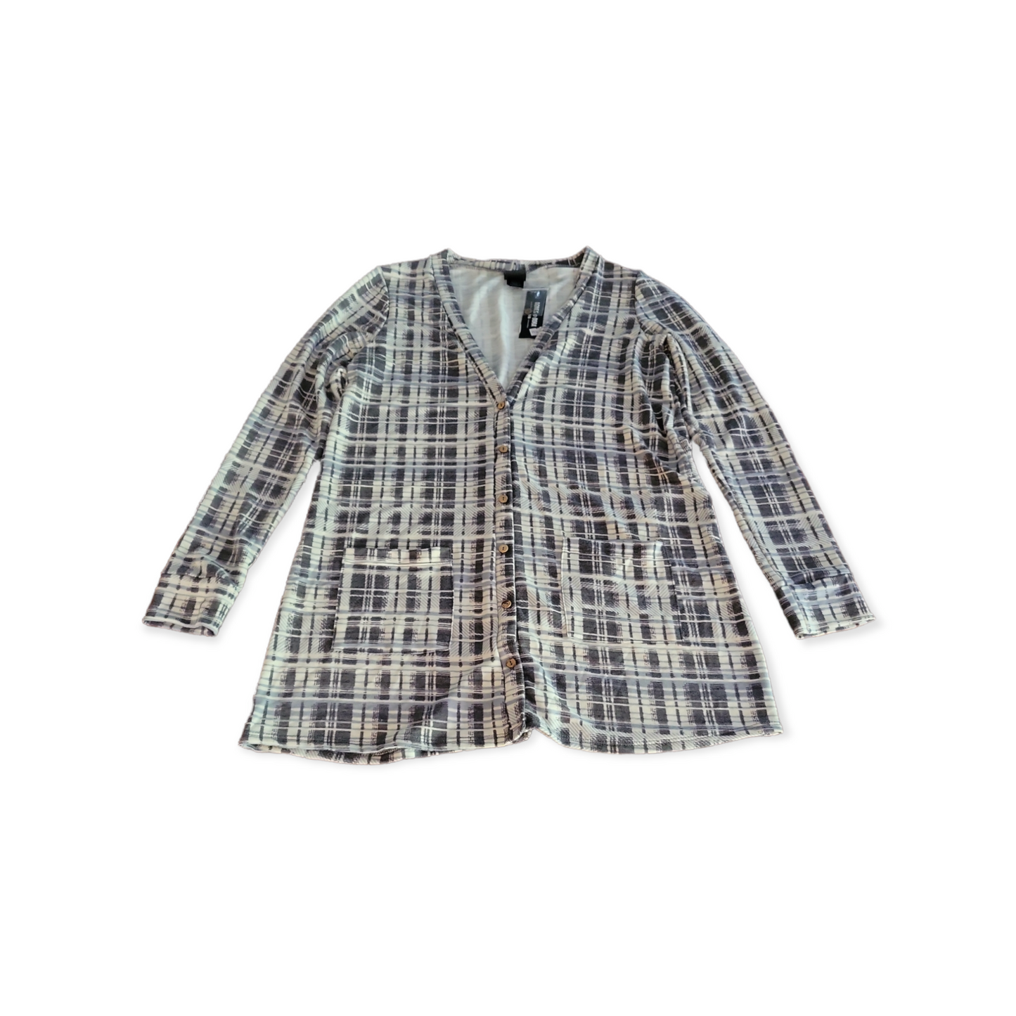 Women's Medium (M) Agnes & Dora Essential Gray Plaid Cardigan