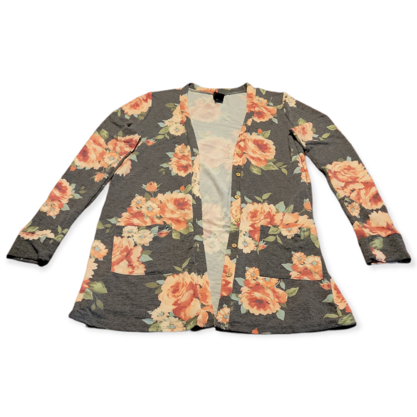 Women's Medium (M) Agnes & Dora Essential Gray Floral Cardigan