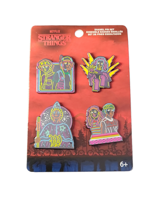 Funko - Stranger Things 4 Pack Enamel Pin Set - Neon Blacklight (Target Exclusive)